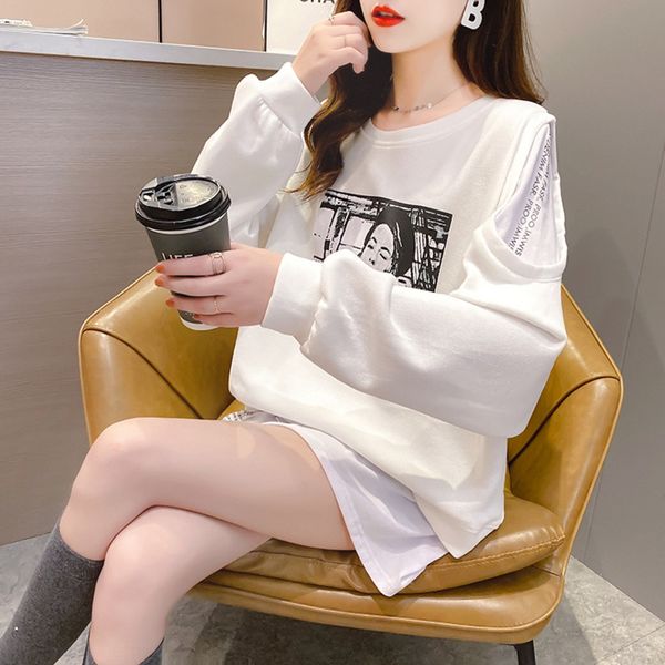 autumn new fake sweater two-piece sweater large size women's clothing korean style loose round neck long sleeve for women chimb chim, Black
autumn new fake sweater two-piece sweater large size women's clothing korean style loose round neck long sleeve for women chimb chim, Black