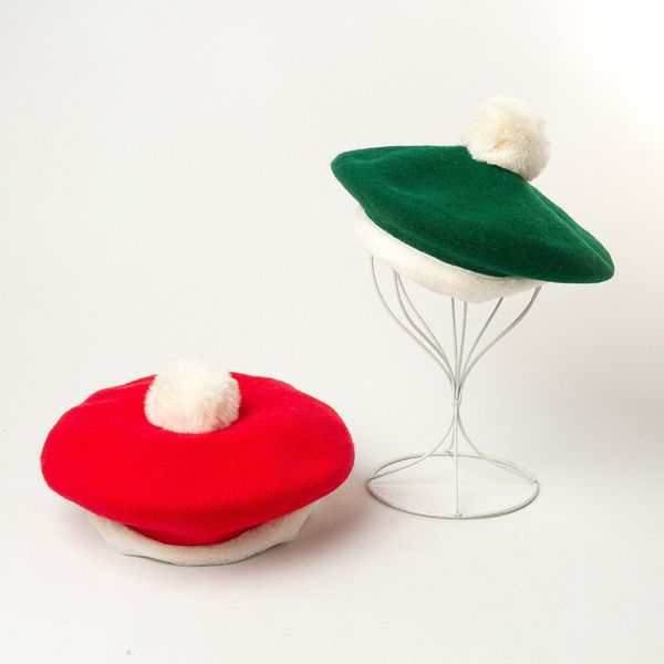 new autumn and winter holiday christmas woolen cloth beret painter hat female cute fur ball warm beret, Blue;gray
new autumn and winter holiday christmas woolen cloth beret painter hat female cute fur ball warm beret, Blue;gray