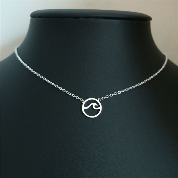 wave choker necklace simple circle round pendant necklaces for women men beach jewelry rose gold colgantes mujer moda, Silver
wave choker necklace simple circle round pendant necklaces for women men beach jewelry rose gold colgantes mujer moda, Silver