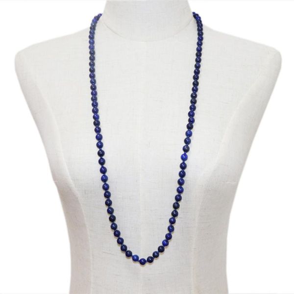 chains simple blue beads long necklace natural lapis lazuli stone fashion jewelry for women chain femme statement necklaces 36" a960, Silver
chains simple blue beads long necklace natural lapis lazuli stone fashion jewelry for women chain femme statement necklaces 36" a960, Silver