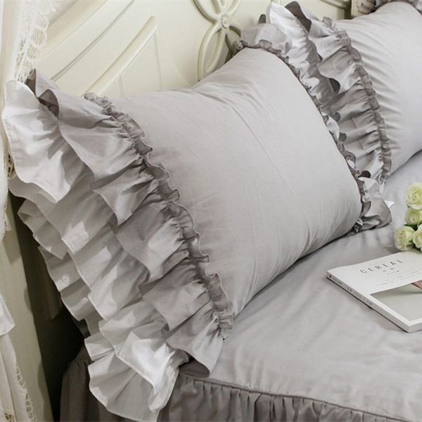 pillow case 2pcs grey luxury ruffle lace cover handmade wrinkle bedding cases handsome home textile sham
pillow case 2pcs grey luxury ruffle lace cover handmade wrinkle bedding cases handsome home textile sham