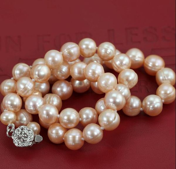 9-10mm fashion cultured freshwater pearls round white pink necklace 18" 36, Silver
9-10mm fashion cultured freshwater pearls round white pink necklace 18" 36, Silver