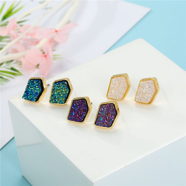 stud geometric glitter geode stone earrings drusy druzy resin crystal earstud for women jewelry girl gift, Golden;silver
stud geometric glitter geode stone earrings drusy druzy resin crystal earstud for women jewelry girl gift, Golden;silver