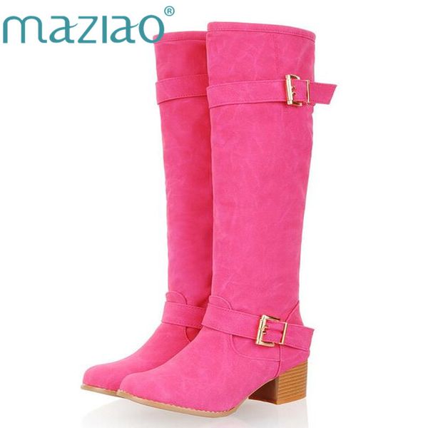 maziao knee boots women winter high heel long boots slim buckles nubuck leather shoes women large size 34-43, Black
maziao knee boots women winter high heel long boots slim buckles nubuck leather shoes women large size 34-43, Black