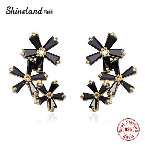 stud shineland 925 sterling silver fashion flower black zircon earrings for women party jewelry ear earring, Golden;silver
stud shineland 925 sterling silver fashion flower black zircon earrings for women party jewelry ear earring, Golden;silver