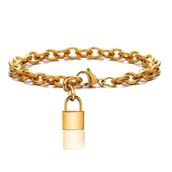 fashion stainless steel lock padlock bracelet for women men square padlock charm bracelets rolo cable chain bracelet, Golden;silver
fashion stainless steel lock padlock bracelet for women men square padlock charm bracelets rolo cable chain bracelet, Golden;silver