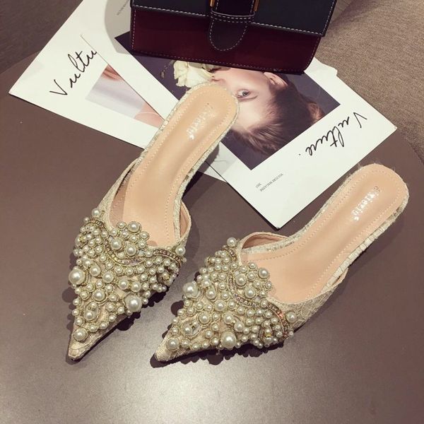 slippers women designer slides ladies mules shoes women dress shoes pointed toe thin heels 5cm pearl slippers b285, Black
slippers women designer slides ladies mules shoes women dress shoes pointed toe thin heels 5cm pearl slippers b285, Black