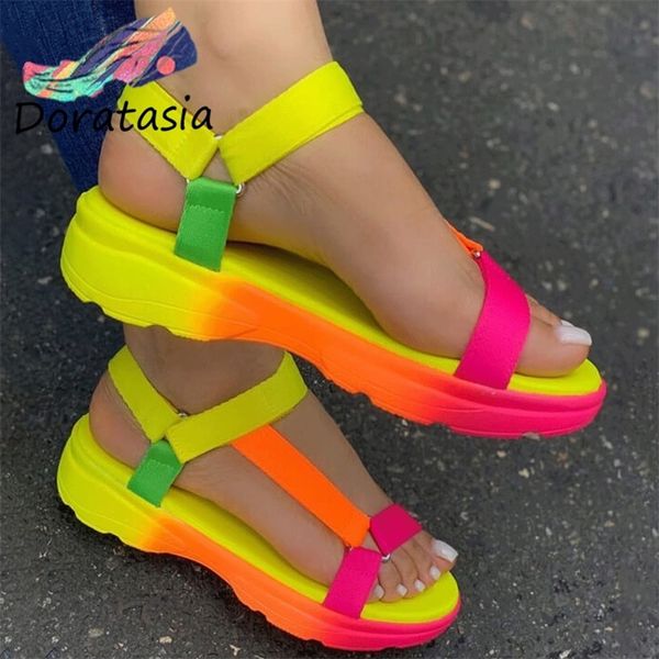 doratasia fashion women open toe platform sandals brand casual rainbow color summer sandals women 2020 hook loop shoes woman y200620, Black
doratasia fashion women open toe platform sandals brand casual rainbow color summer sandals women 2020 hook loop shoes woman y200620, Black