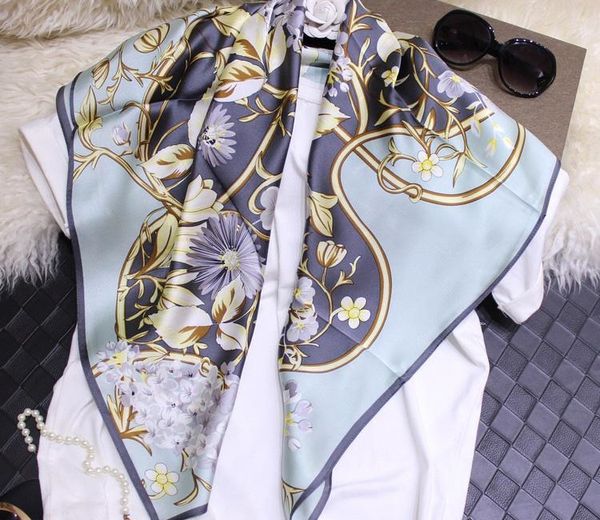 french elegant silk scarf female autumn yellow hydrangea flower silk silk scarf 90 small square scarf shawl, Blue;gray
french elegant silk scarf female autumn yellow hydrangea flower silk silk scarf 90 small square scarf shawl, Blue;gray