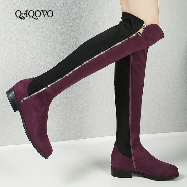 boots fashion stretch women comfy low heel round toe knee high mixed colors fall winter shoes big size 34-43, Black
boots fashion stretch women comfy low heel round toe knee high mixed colors fall winter shoes big size 34-43, Black