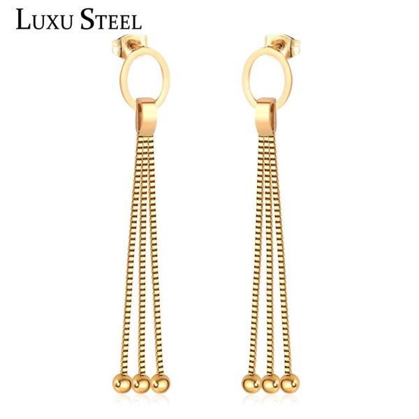 luxusteel box chain drop earrings hyperbole style gold/silver color round circle statement long earring female party brinco
luxusteel box chain drop earrings hyperbole style gold/silver color round circle statement long earring female party brinco