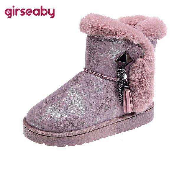 girseaby women plush snow winter's warm ankle boots round toe flat with pull on fur tassel metel decration size 35-41 bottines, Black
girseaby women plush snow winter's warm ankle boots round toe flat with pull on fur tassel metel decration size 35-41 bottines, Black