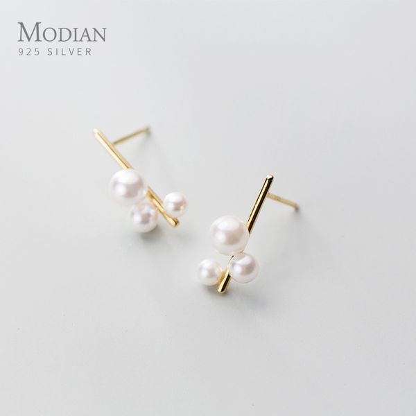 modian classic 925 sterling silver temperament ear pin for women fashion elegant pearl geometric stud earring fine jewelry, Golden;silver
modian classic 925 sterling silver temperament ear pin for women fashion elegant pearl geometric stud earring fine jewelry, Golden;silver