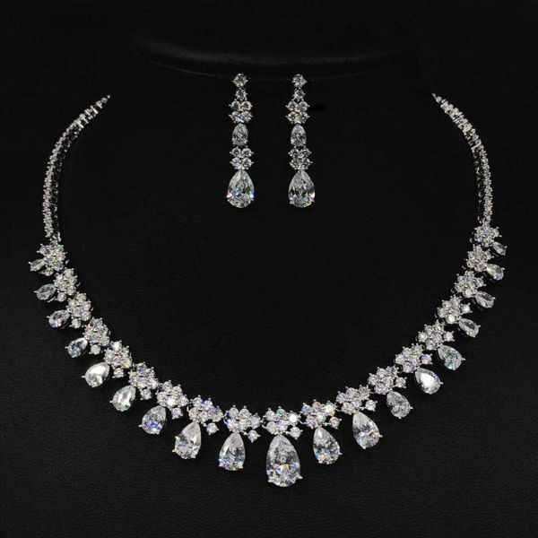 hibride nigeria 2pcs water drop bridal zirconia necklace sets for women jewelry cz crystal wedding jewelry aretes de mujer n-774, Silver
hibride nigeria 2pcs water drop bridal zirconia necklace sets for women jewelry cz crystal wedding jewelry aretes de mujer n-774, Silver