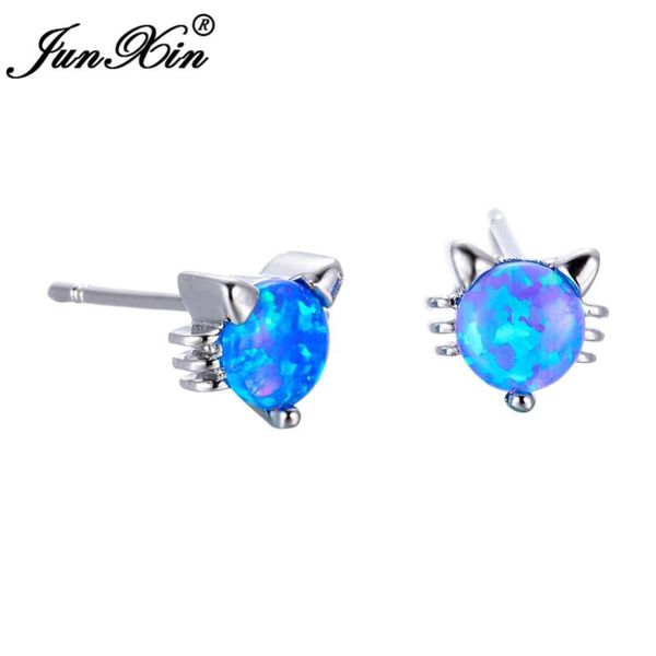 stud junxin cute animal cat earrings blue fire opal charm for women silver color jewelry accessories, Golden;silver
stud junxin cute animal cat earrings blue fire opal charm for women silver color jewelry accessories, Golden;silver