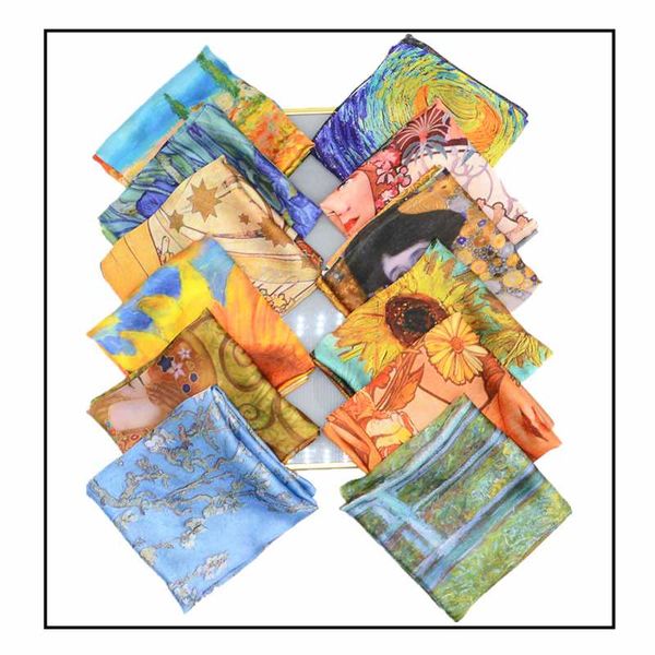 shawls 70cm*70cm women scarf luxury gogh fashion head silk girl wraps hair tie bandana, Blue;gray
shawls 70cm*70cm women scarf luxury gogh fashion head silk girl wraps hair tie bandana, Blue;gray