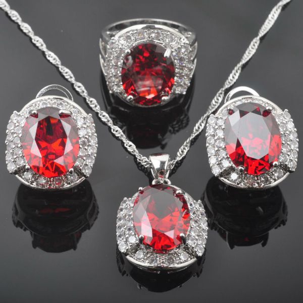 unusual silver color jewelry set for women wedding necklace earring ring red zirconia crystal costume sets qz0238
unusual silver color jewelry set for women wedding necklace earring ring red zirconia crystal costume sets qz0238