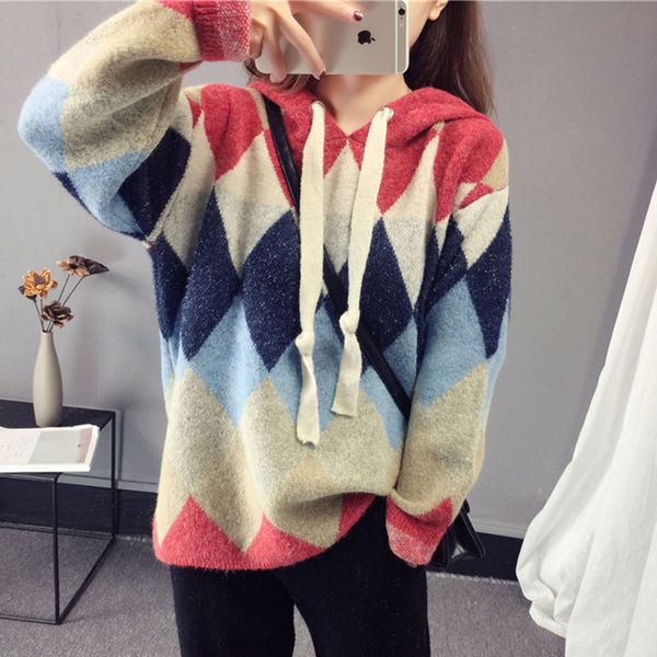 fashion v-neck knitted sweaters female hooded loose patchwork jumper spring autumn ladies sweet pullovers sweater fp1416, White;black
fashion v-neck knitted sweaters female hooded loose patchwork jumper spring autumn ladies sweet pullovers sweater fp1416, White;black