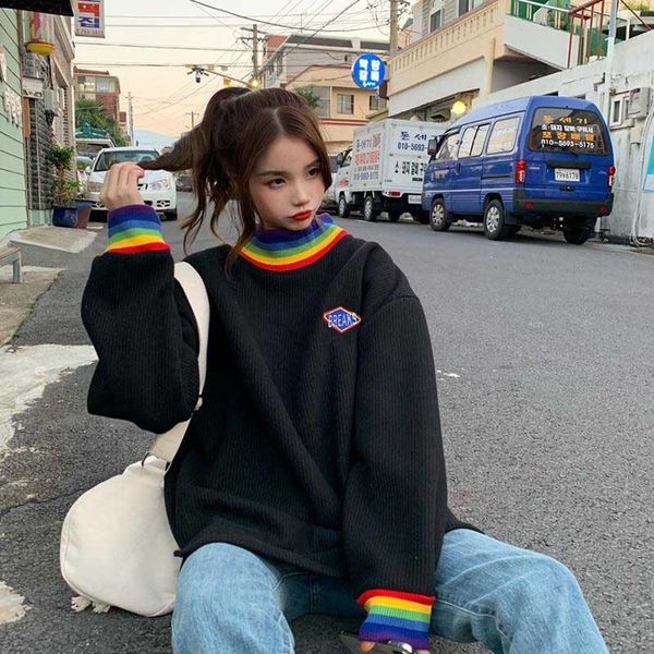 nicemix harajuku hoodie woman 2020 autumn winter streetwear couple kawaii oversized high neck knit long sleeve frends sweat, Black
nicemix harajuku hoodie woman 2020 autumn winter streetwear couple kawaii oversized high neck knit long sleeve frends sweat, Black