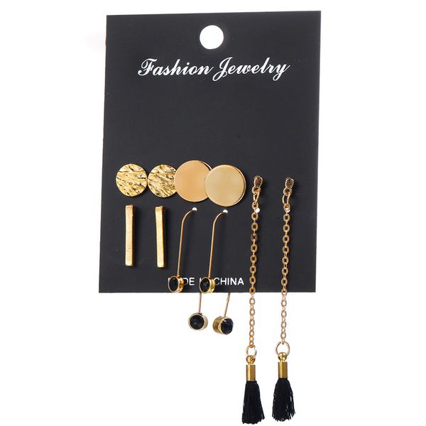 2020 fashion earring line earrings 4 pairs charm gold alloy jewelry black tassel pendant individual earrings for women set, Silver
2020 fashion earring line earrings 4 pairs charm gold alloy jewelry black tassel pendant individual earrings for women set, Silver