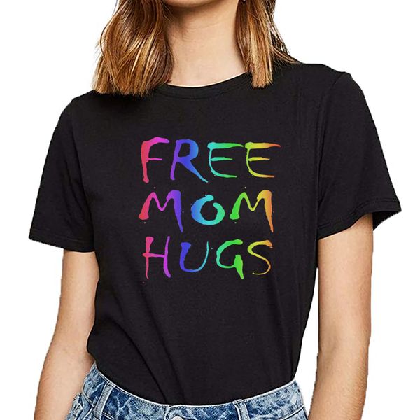 t shirt women mom hugs lgbt pride fashion white short female tshirt 
t shirt women mom hugs lgbt pride fashion white short female tshirt