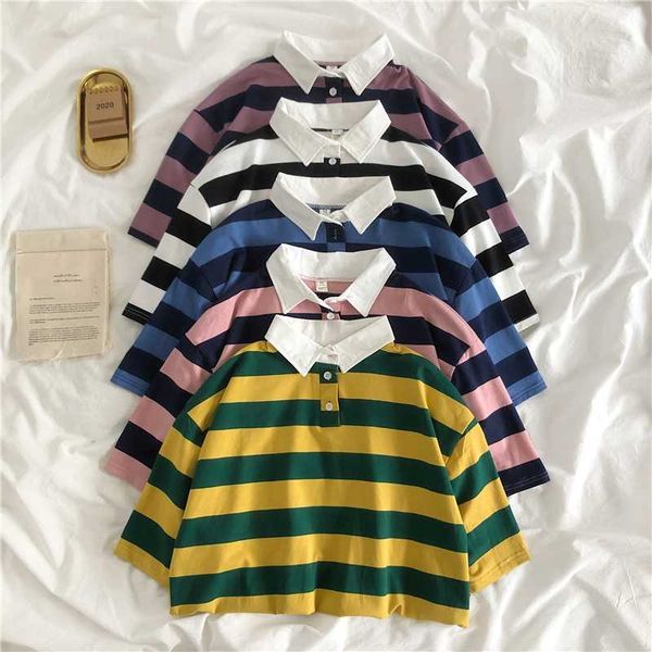 shirt women 2020 summer new stripe t shirt oversized turndown neck tees streetwear loose female tshirt, White
shirt women 2020 summer new stripe t shirt oversized turndown neck tees streetwear loose female tshirt, White