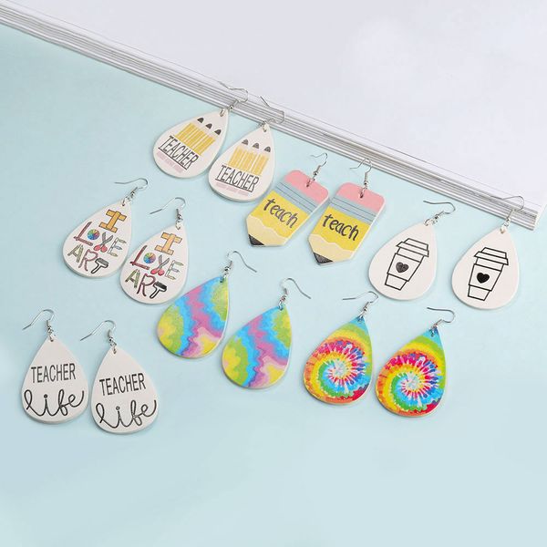 new teacher pu leather earring for women girls cute printed dangle drop earrings oval waterdrop ear creative earring jewelry gift, Silver
new teacher pu leather earring for women girls cute printed dangle drop earrings oval waterdrop ear creative earring jewelry gift, Silver