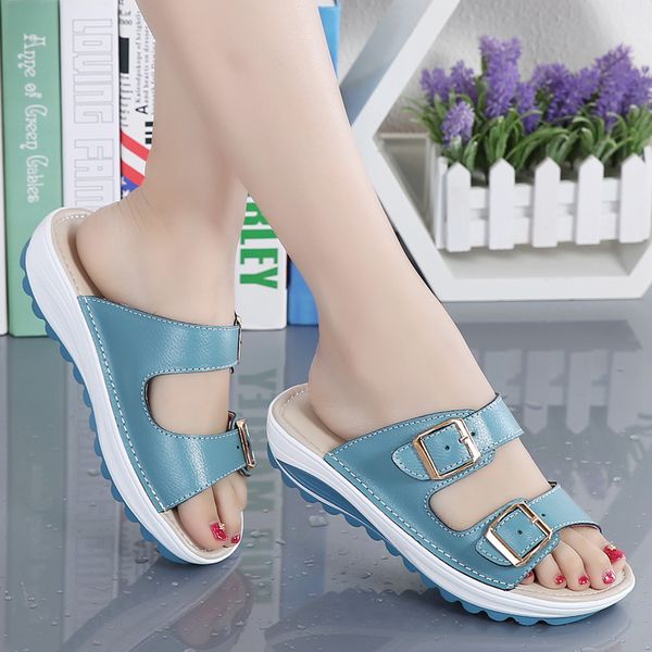2020 summer shoes woman cowhide shoes flat-bottom slip-on sandals and slippers leather double-button sandals for women, Black
2020 summer shoes woman cowhide shoes flat-bottom slip-on sandals and slippers leather double-button sandals for women, Black