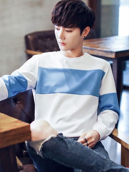 men's long-sleeved t-shirt, loose-necked korean version the trend of jacket in spring kg-79, White;black
men's long-sleeved t-shirt, loose-necked korean version the trend of jacket in spring kg-79, White;black