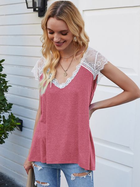 e-baihui 2021 summer european and american new style stitching solid color sleeveless t-shirt, eyelashes lace loose vest 3311#, White;black
e-baihui 2021 summer european and american new style stitching solid color sleeveless t-shirt, eyelashes lace loose vest 3311#, White;black