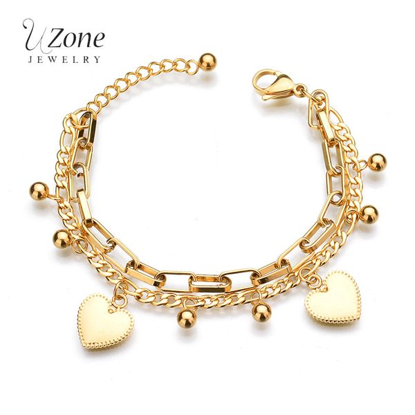 trendy personality jewelry multilayer extension chain bead heart gold color bead stainless steel bracelets for women gift, Black
trendy personality jewelry multilayer extension chain bead heart gold color bead stainless steel bracelets for women gift, Black