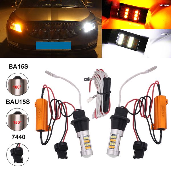 2pcs/set bau15s 1156 ba15s t20 7440 dual color led car drl turn light 42smd 2835 auto daytime running light with decoder
2pcs/set bau15s 1156 ba15s t20 7440 dual color led car drl turn light 42smd 2835 auto daytime running light with decoder