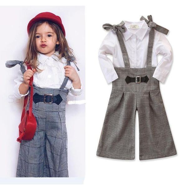 2020 girls clothing sets white kids shirt +plaid wide leg pants suits children short sleeve retro fashion baby girl clothes 1-6t
2020 girls clothing sets white kids shirt +plaid wide leg pants suits children short sleeve retro fashion baby girl clothes 1-6t