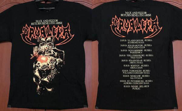 cavalera return под arise, tour 2018 новый официальный лицензированные футболки, sepultura
cavalera return под arise, tour 2018 новый официальный лицензированные футболки, sepultura