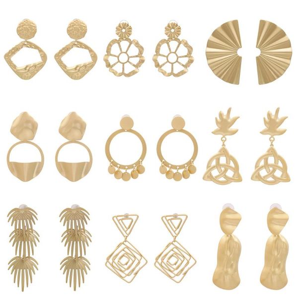 exaggerate punk metal geometric earring new design personality trendy alloy flower round matte gold color drop earring for women, Silver
exaggerate punk metal geometric earring new design personality trendy alloy flower round matte gold color drop earring for women, Silver