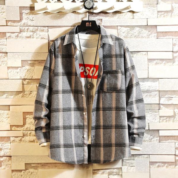spring autumn long sleeves new flannel collar korea style shirt for men's plaid harajuku clothing kg-42, White;black
spring autumn long sleeves new flannel collar korea style shirt for men's plaid harajuku clothing kg-42, White;black