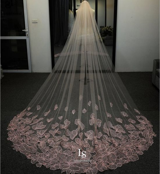 pink cathedral long wedding veil with lace appliques vestido de noiva longo custom made elegant bridal veil with comb, Black
pink cathedral long wedding veil with lace appliques vestido de noiva longo custom made elegant bridal veil with comb, Black