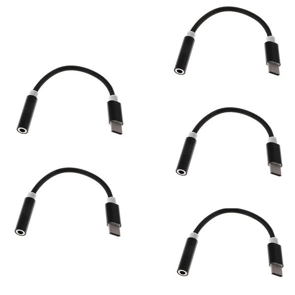 5 pack nylon braided usb 3.1 type c to 3.5mm female headphone jack audio adapter cable with aluminum alloy shell for new macbook,letv black
5 pack nylon braided usb 3.1 type c to 3.5mm female headphone jack audio adapter cable with aluminum alloy shell for new macbook,letv black