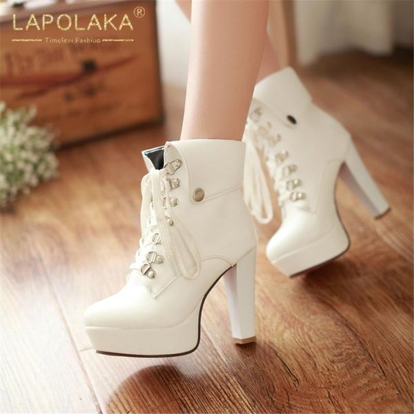 lapolaka new fashion platform ankle boots women shoes chunky high heels lace up office ladies boots female, Black
lapolaka new fashion platform ankle boots women shoes chunky high heels lace up office ladies boots female, Black