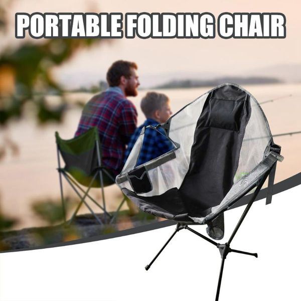 @40 Portable Camping Chair Folding Rocking Chair Ultralight High Back Folding Camping Travel Beach With Headrest Outdoor