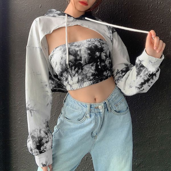 2020ins women's tie-dyed long sleeve hooded loose fashionable two-piece hoodie sweatshirt, Black
2020ins women's tie-dyed long sleeve hooded loose fashionable two-piece hoodie sweatshirt, Black