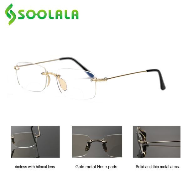 sunglasses soolala rimless bifocal reading glasses thin alloy women men superlight square presbyopic eyeglasses with diopter +1.0 1.5 2.0, White;black
sunglasses soolala rimless bifocal reading glasses thin alloy women men superlight square presbyopic eyeglasses with diopter +1.0 1.5 2.0, White;black