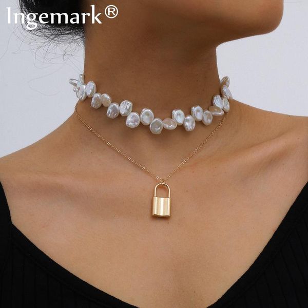 goth geometic baroque pearl choker necklace women wedding punk multilayer lock padlock pendant chain necklaces aesthetic jewelry, Silver
goth geometic baroque pearl choker necklace women wedding punk multilayer lock padlock pendant chain necklaces aesthetic jewelry, Silver