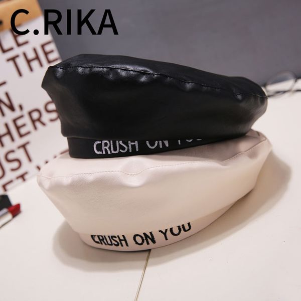 2020 women faux leather berets crush on you letter autumn winter female girls solid color pu leather winter beret hat french hat, Blue;gray
2020 women faux leather berets crush on you letter autumn winter female girls solid color pu leather winter beret hat french hat, Blue;gray