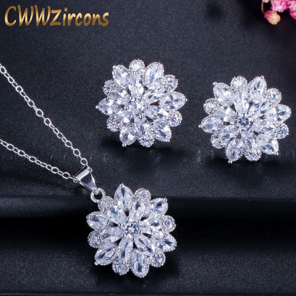cwwzircons 2020 famous designer jewelry gorgeous cubic zircon paved earring and necklace pendant sets for women t173, Silver
cwwzircons 2020 famous designer jewelry gorgeous cubic zircon paved earring and necklace pendant sets for women t173, Silver