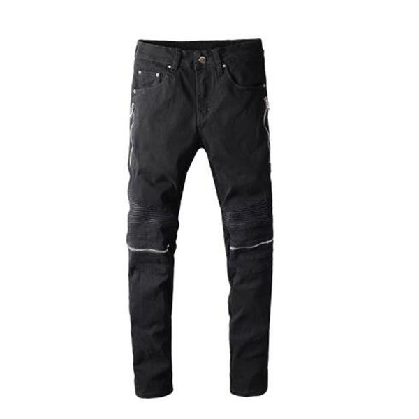 men's jeans male black zippers pleated pu leather patch biker fashion streetwear slim skinny stretch denim pants trousers, Blue
men's jeans male black zippers pleated pu leather patch biker fashion streetwear slim skinny stretch denim pants trousers, Blue