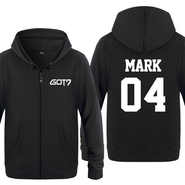 mark 04 got7 sweatshirts men 2018 mens zipper hooded fleece hoodies cardigans