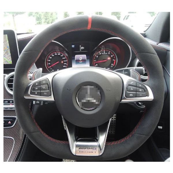 for benz amg c63s hand-stitched anti-slip black suede red thread diy steering wheel cover
for benz amg c63s hand-stitched anti-slip black suede red thread diy steering wheel cover