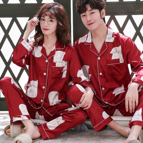men's sleepwear of long sleeve han edition summer ice silk men and women pajamas cute leisurewear suit simulation thin section, Black;brown
men's sleepwear of long sleeve han edition summer ice silk men and women pajamas cute leisurewear suit simulation thin section, Black;brown