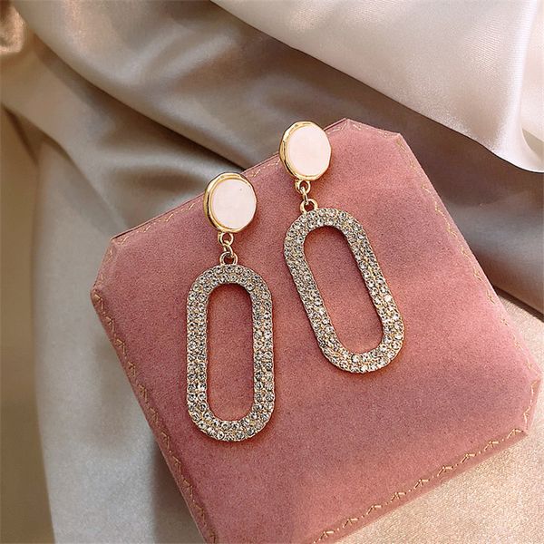 classic fashion oval crystal long pendant earrings woman personality new korean earrings anniversary gift jewellery for girls, Silver
classic fashion oval crystal long pendant earrings woman personality new korean earrings anniversary gift jewellery for girls, Silver